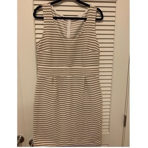 Loft White and Gold Stripe Dress (12) never worn